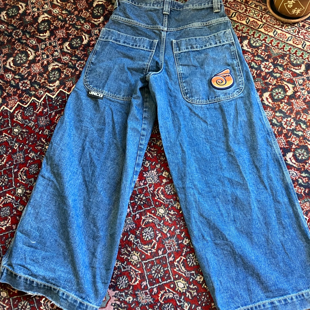 Blue Jnco Jeans with shell on pocket